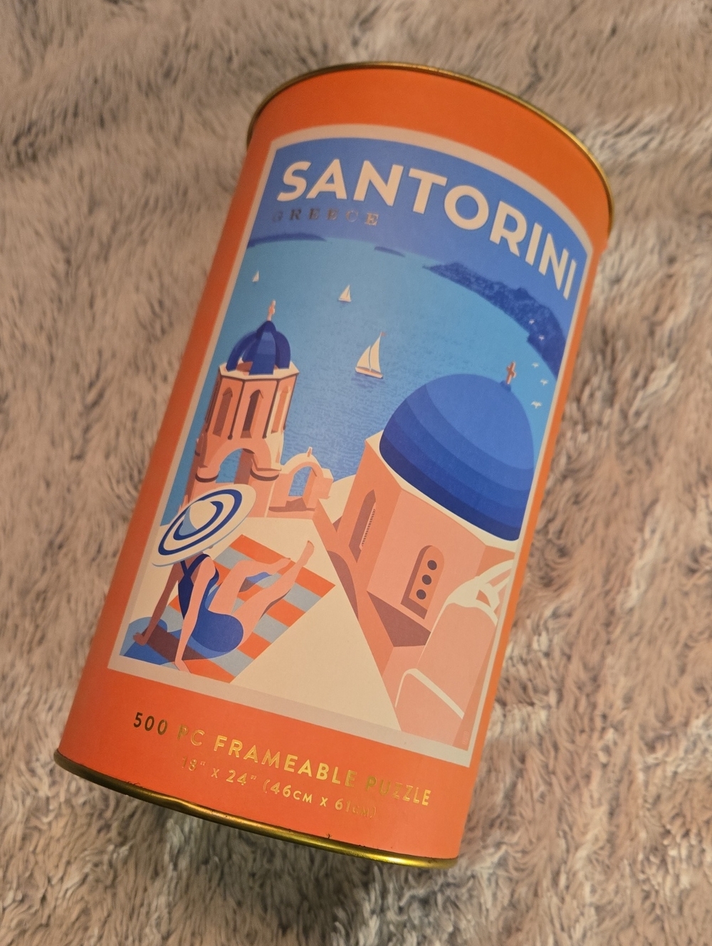 Designworks Ink - Vintage Poster Santorini Greece 500 Piece Puzzle